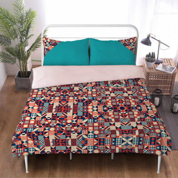 Mosaic Vibrant Duvet & Turquoise Blue Pillows Set - Image 3
